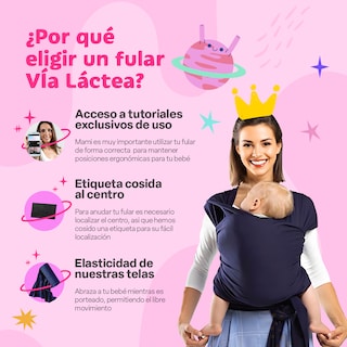 Foto 4 | Fular Ergonómico Para Bebé Vía Lactea Elástico Múltiples Posiciones Y Amarre Transpirable azul marino