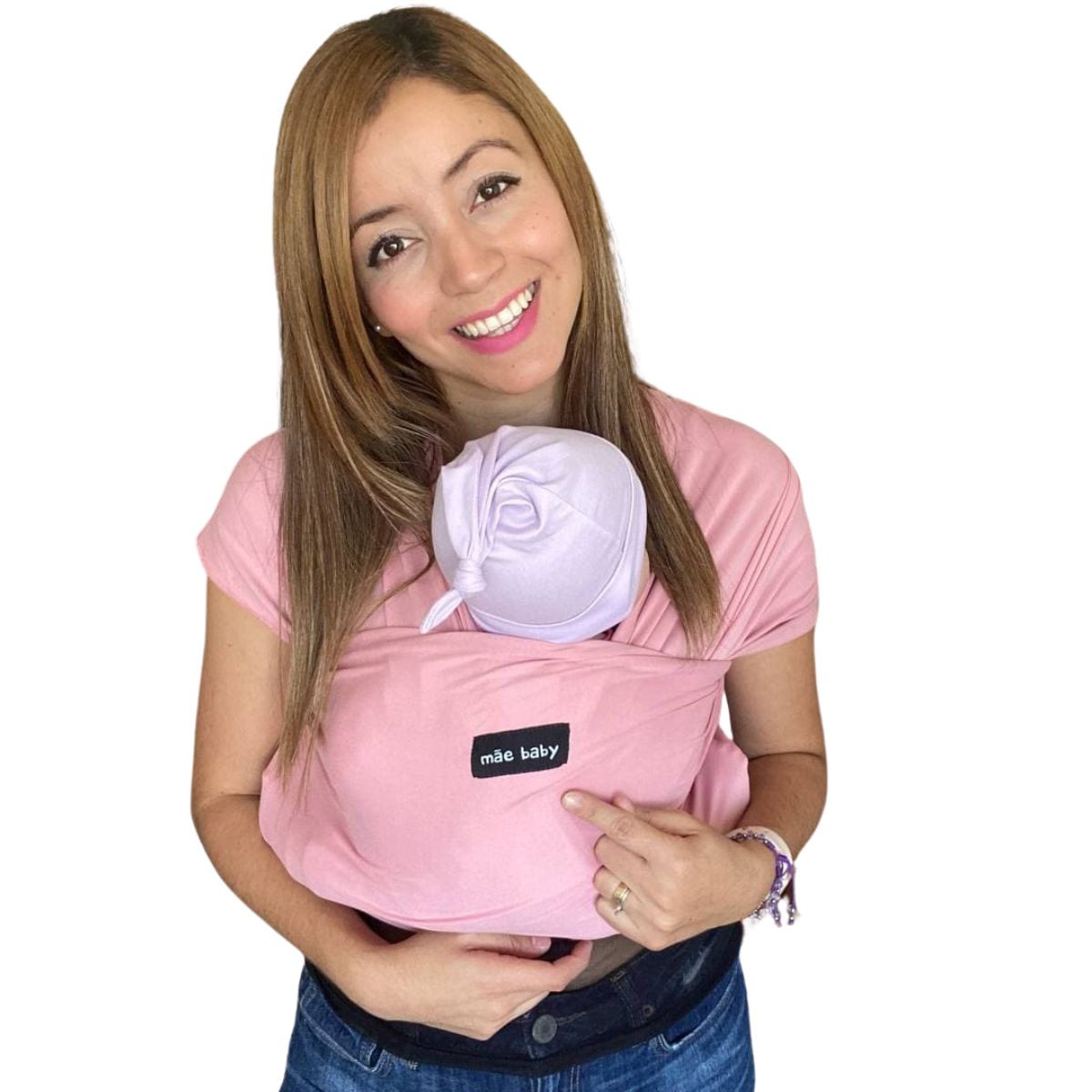 Foto 4 pulgar | Fular Ergonómico Suave para Bebés hasta 10kg Rosa Palo