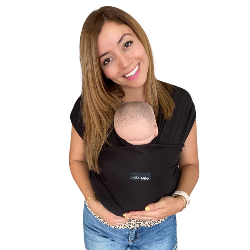 Foto 2 pulgar | Fular Ergonómico Suave para Bebés 10kg Mãe Baby Negro