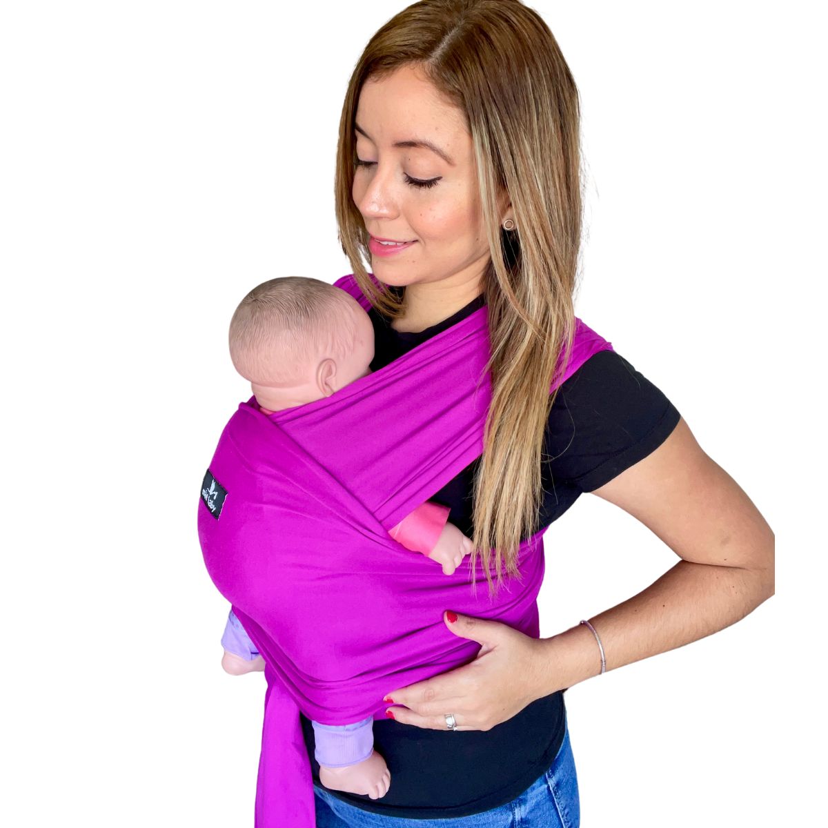 Foto 4 pulgar | Fular Ergonómico Suave para Bebés Mãe Baby Portabebé Mulberry