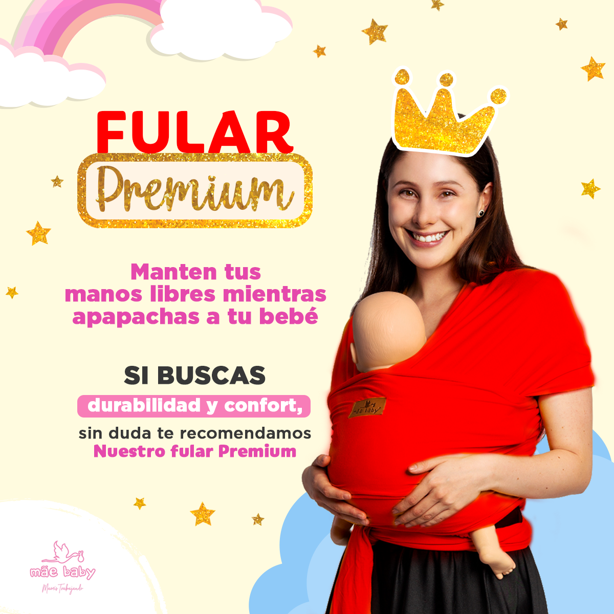Foto 4 pulgar | Fular para Bebé Mae Baby Algodón Premium Rojo Fresco Hasta 10 kg