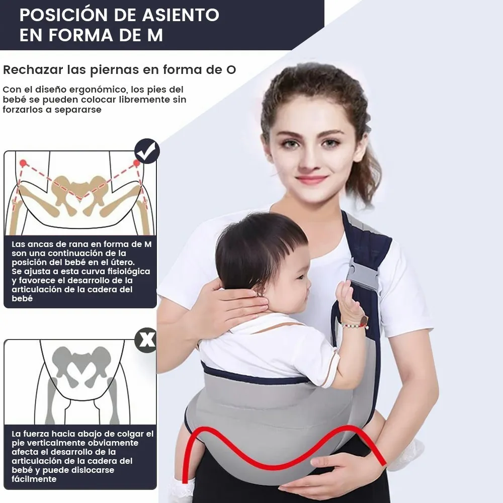 Foto 4 pulgar | Mochila Cangurera Portabebés Ergonimica Gris