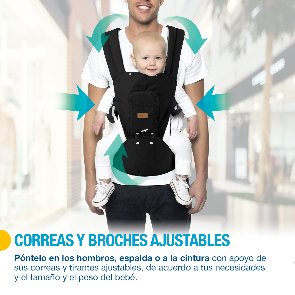 Foto 5 | Canguro Ergonómico Con Soporte De Cintura Ajustable Para Bebé 0-3 Años Shimy color Negro 80972