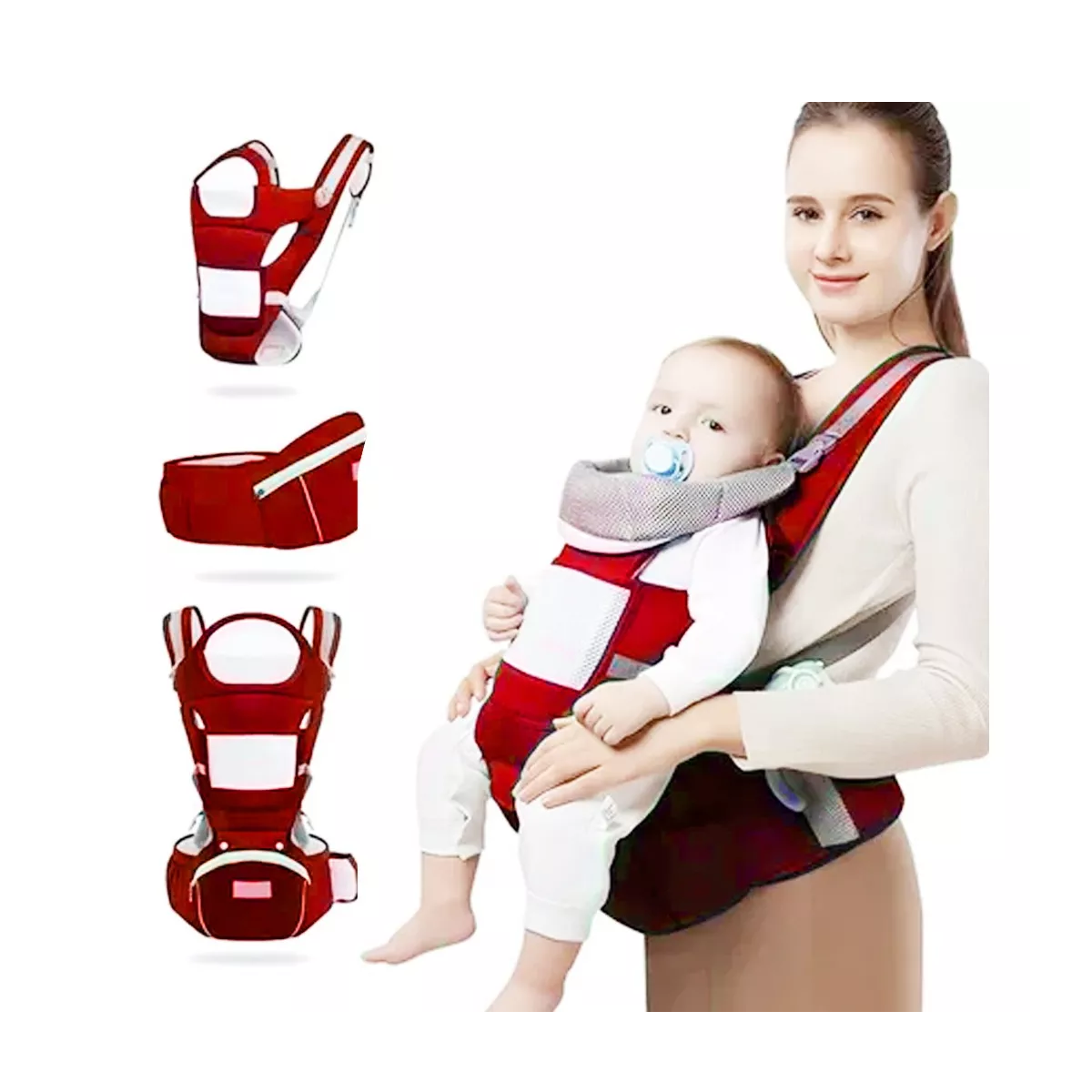 Foto 4 pulgar | Mochila Porta Bebes Ergonómica Multifuncional Eo Safe Imports ESI-11499 Rojo