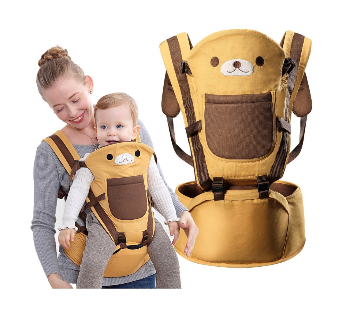 Cangurera Ergonómica para Bebés 5 Posiciones Ecobaby Original Osito