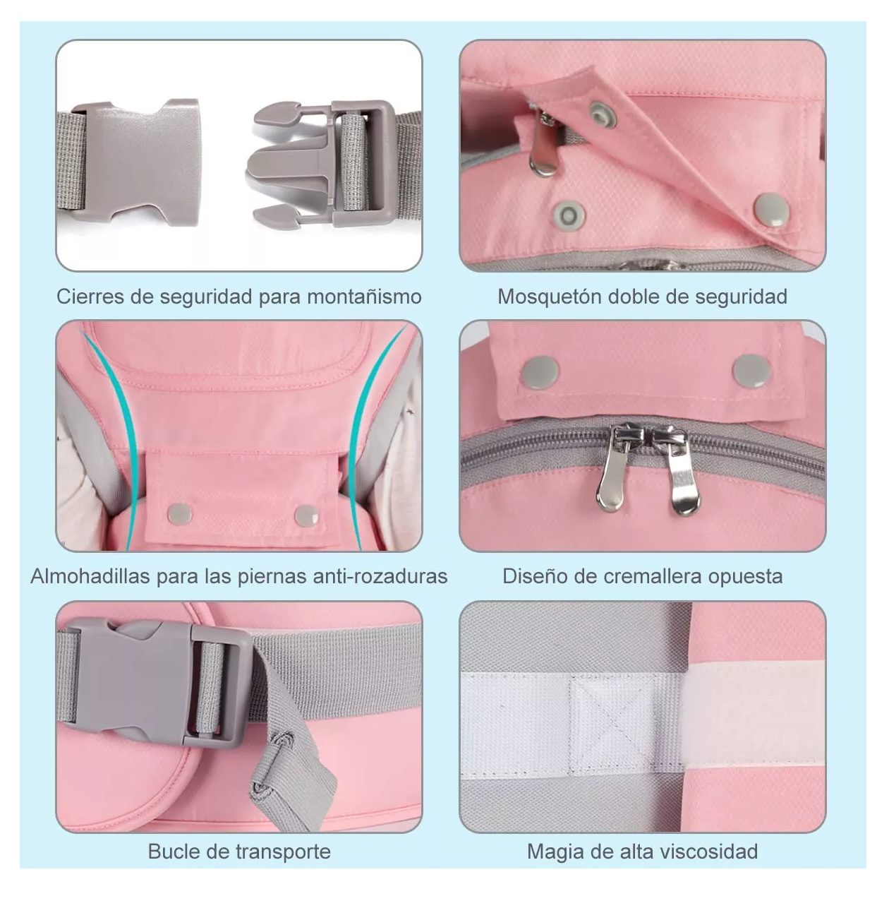 Foto 6 pulgar | Mochila Porta Bebés Canguro Ergonómica 0-36 Multifuncional Rosa