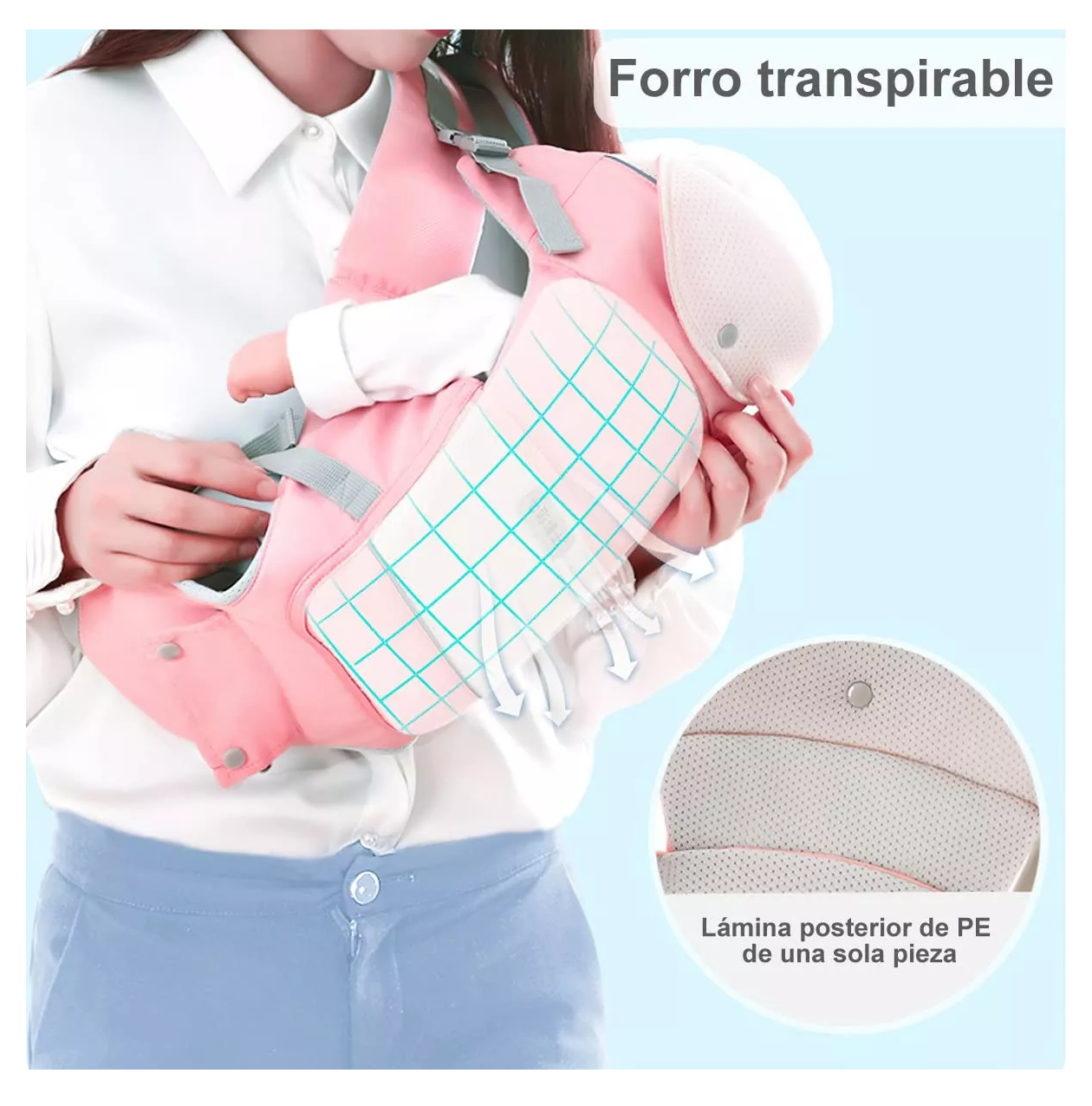 Foto 6 | Mochila Porta Bebés Canguro Ergonómica 0-36 Multifuncional Rosa