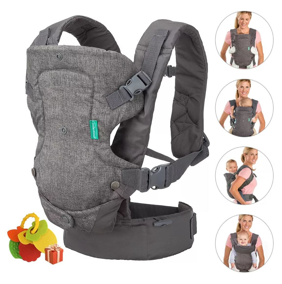 Foto 3 pulgar | Canguro Para Bebé Portabebés Mochila Ergonomica 4 En 1 Gris