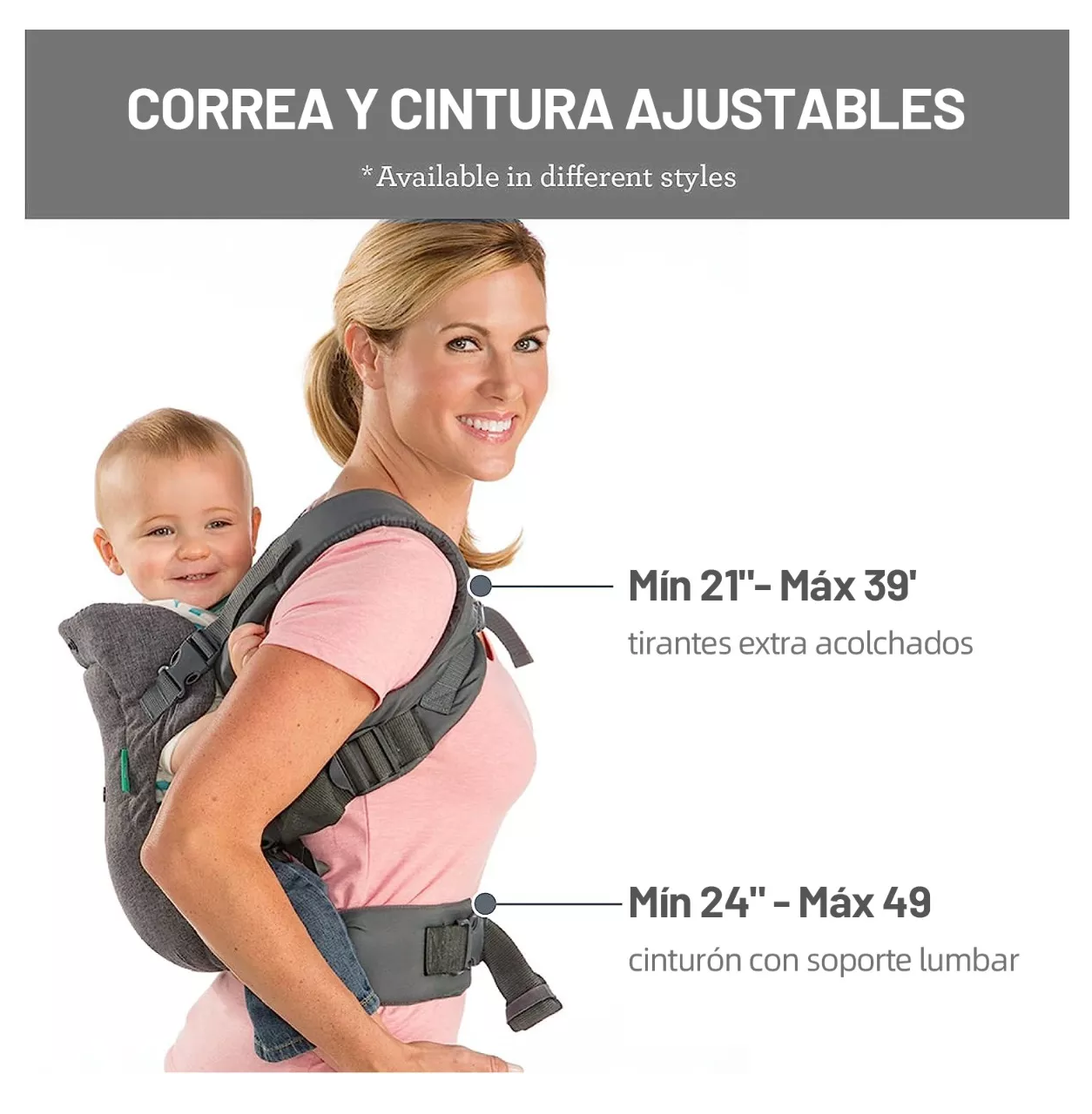 Foto 4 pulgar | Canguro Para Bebé Portabebés Mochila Ergonomica 4 En 1 Gris