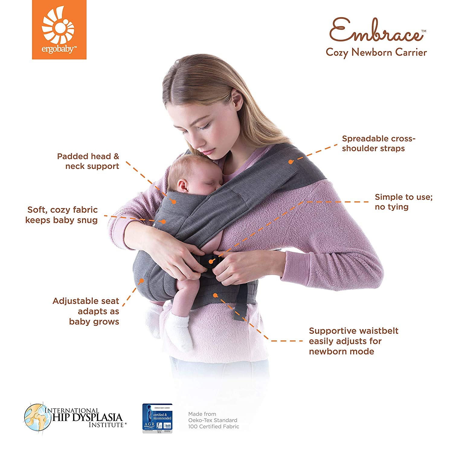 Foto 5 pulgar | Portabebés Ergobaby Embrace Cozy Newborn Essentials Cream - Venta Internacional.