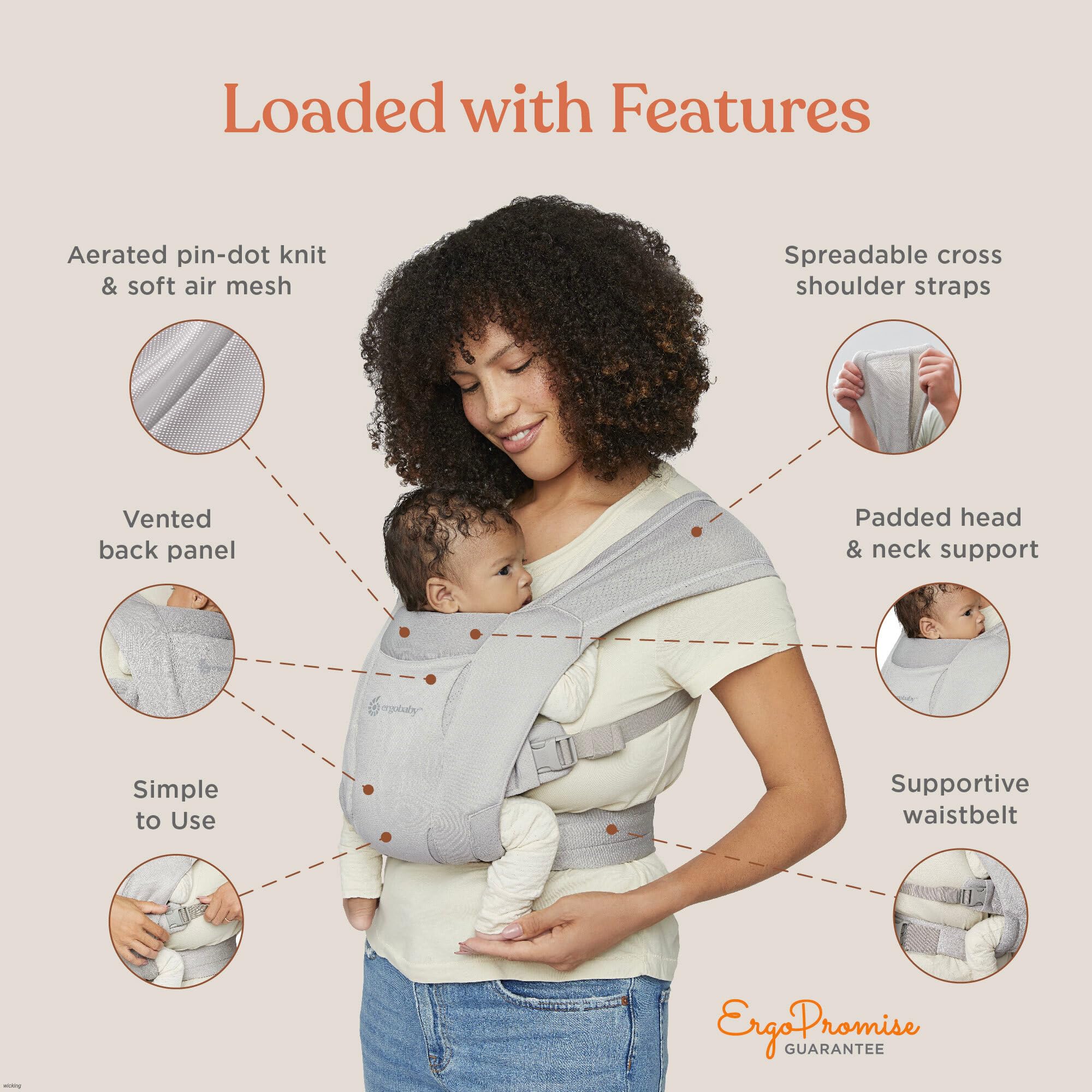 Foto 5 pulgar | Portabebés Wrap Ergobaby Embrace Cozy Soft Air Mesh Gris - Venta Internacional.