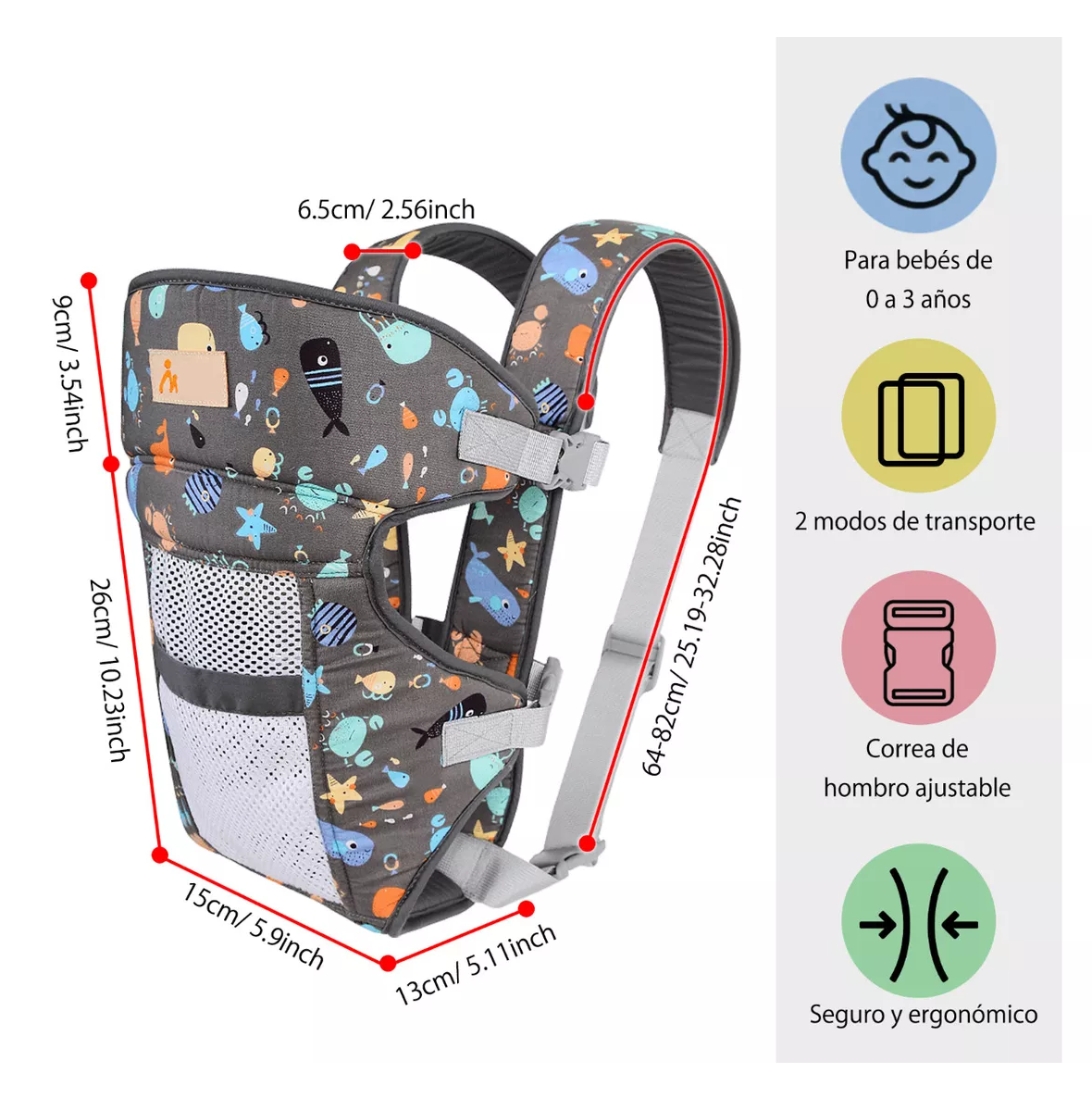 Foto 3 pulgar | Cangurera Para Bebes Mochila Ergonomica Multifuncional Color Gris