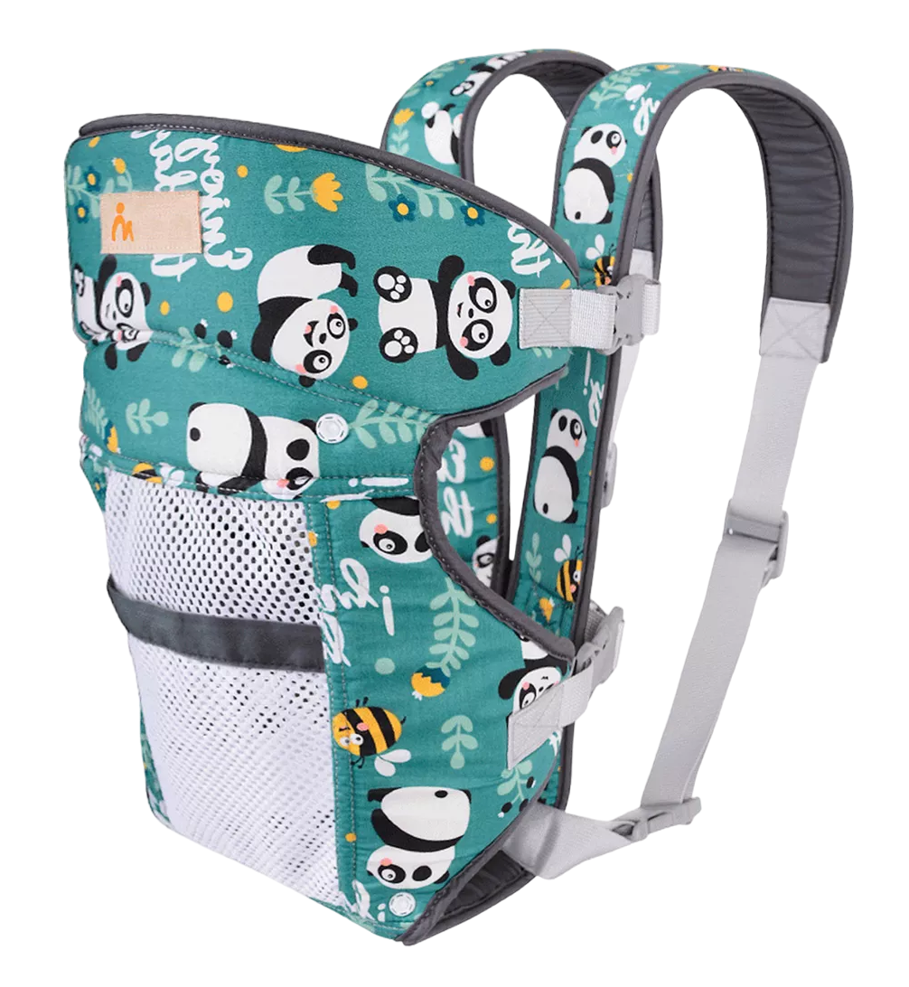 Cangurera Para Bebe Mochila Ergonomica Multifuncional Verde Diseño De Pandas