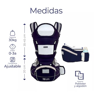 Foto 2 | Cangurera Portabebé Multifuncional Con Asiento Eo Safe Imports Esi-16419 Azul
