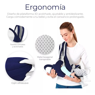 Foto 4 | Cangurera Portabebé Multifuncional Con Asiento Eo Safe Imports Esi-16419 Azul