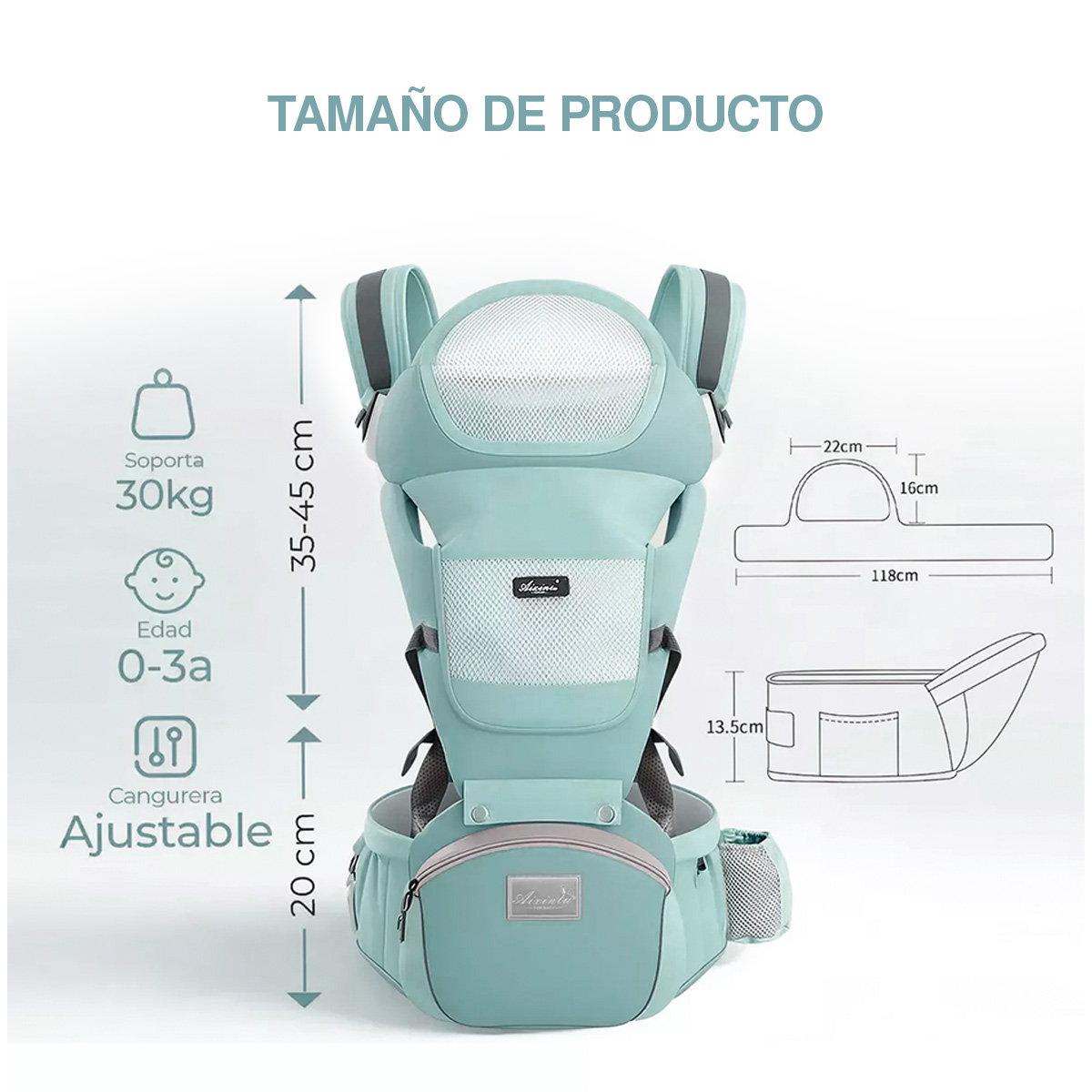 Foto 6 pulgar | Porta Bebe Canguro Aixintu Azul