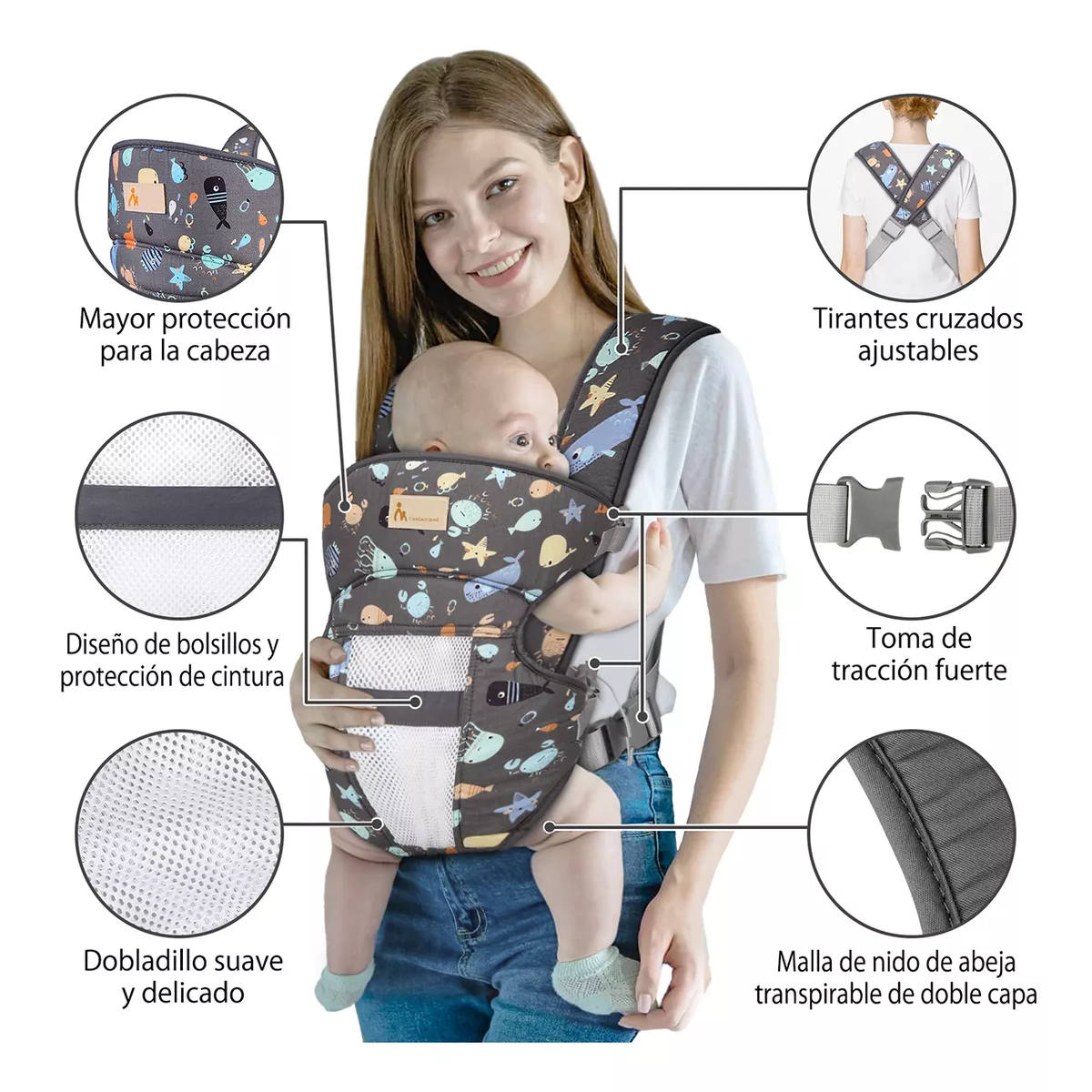 Foto 4 pulgar | Cangurera Bebes Mochila Ergonomica Eo Safe Imports Esi-18211 Multicolor