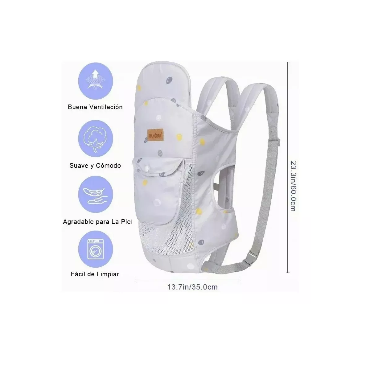 Foto 4 pulgar | Cangurera Portabebes Mochila  Ergonomica Multifuncional Eo Safe Imports Esi-18206 Gris