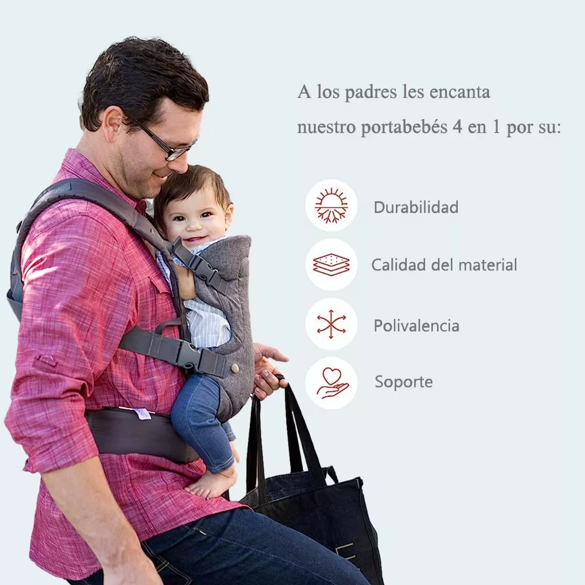 Foto 4 pulgar | Mochila Cangurera para Bebé Ergonómica Gris