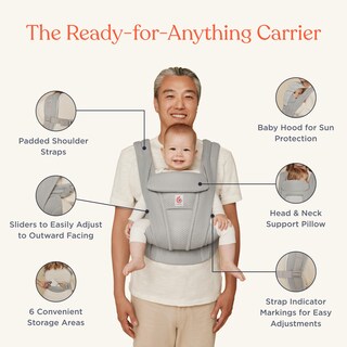 Foto 3 | Portabebés Ergobaby Omni Deluxe Malla Transpirable Beige - Venta Internacional