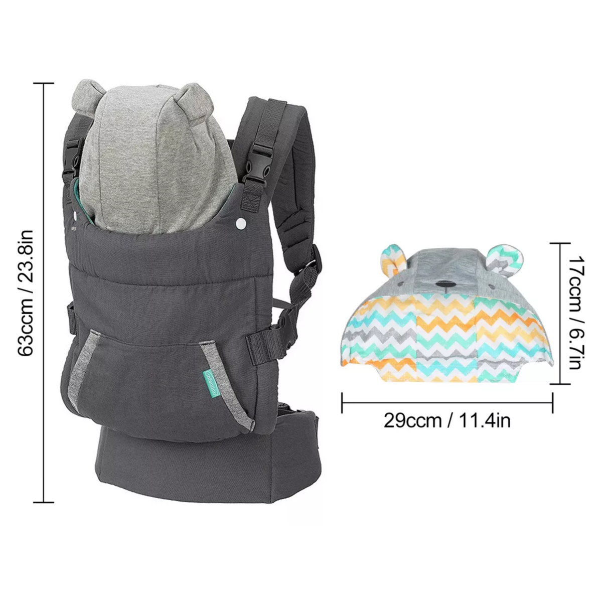 Foto 4 pulgar | Language Cangurera Portabebés Multi Posiciones Ajustable Eo Safe Imports Esi-17071-1 Gris