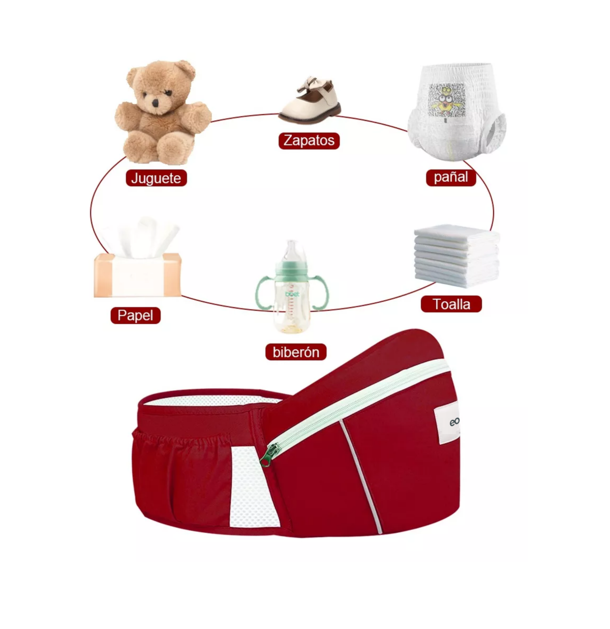 Foto 3 pulgar | Mochila Porta Bebés Ergonómica Multifuncional Roja