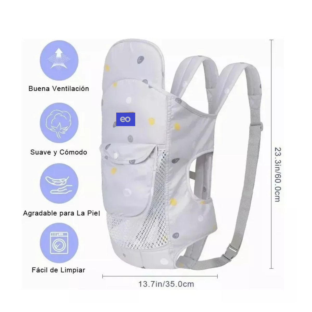 Foto 4 pulgar | Cangurera Portabebes Mochila Ergonomica Multifuncional Eo Safe Imports Esi-18206-1 Gris