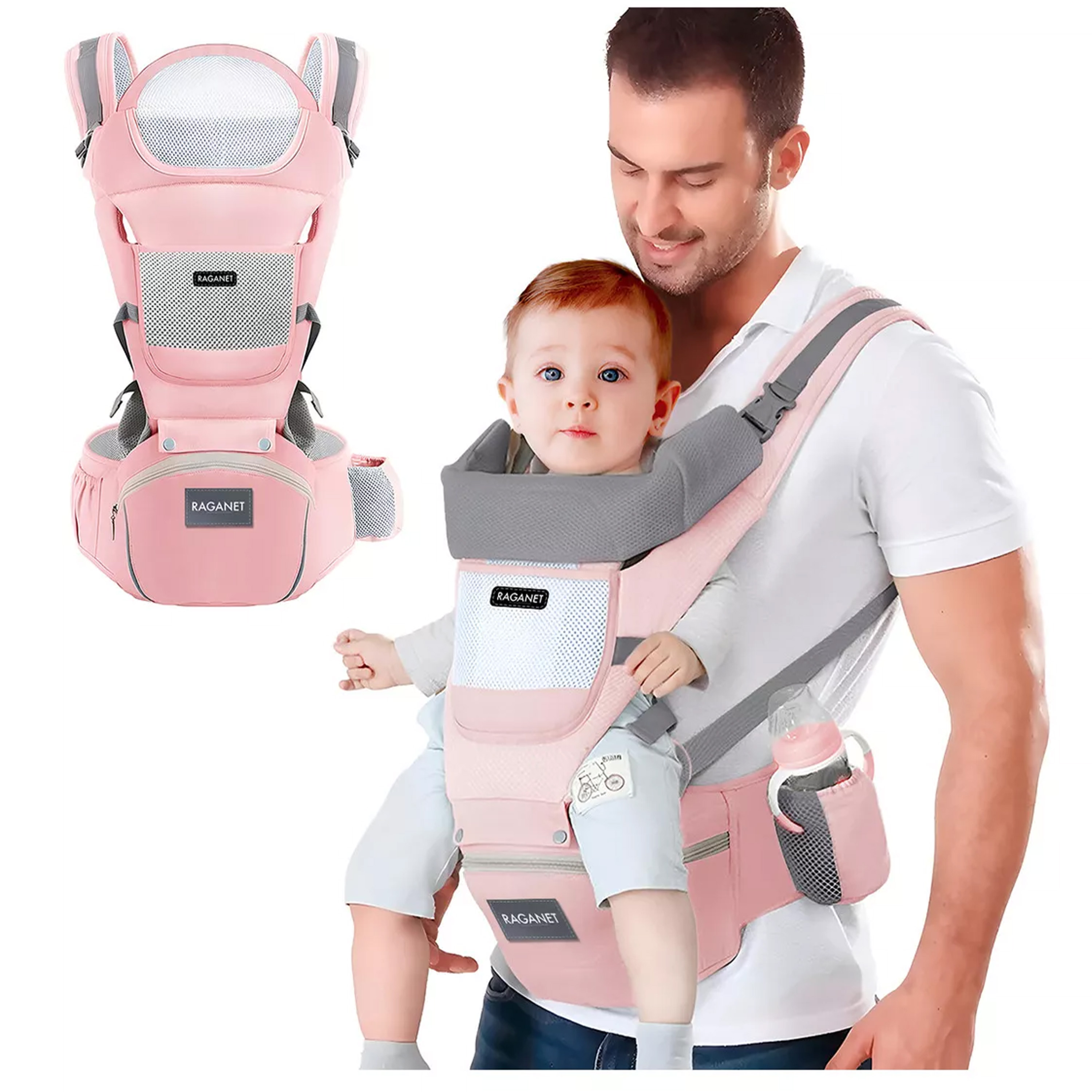 Foto 3 pulgar | Canguro Multifuncional Ecobaby Original con Asiento Rosa