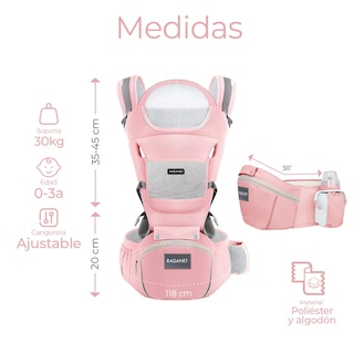 Foto 5 | Canguro Multifuncional Ecobaby Original con Asiento Rosa