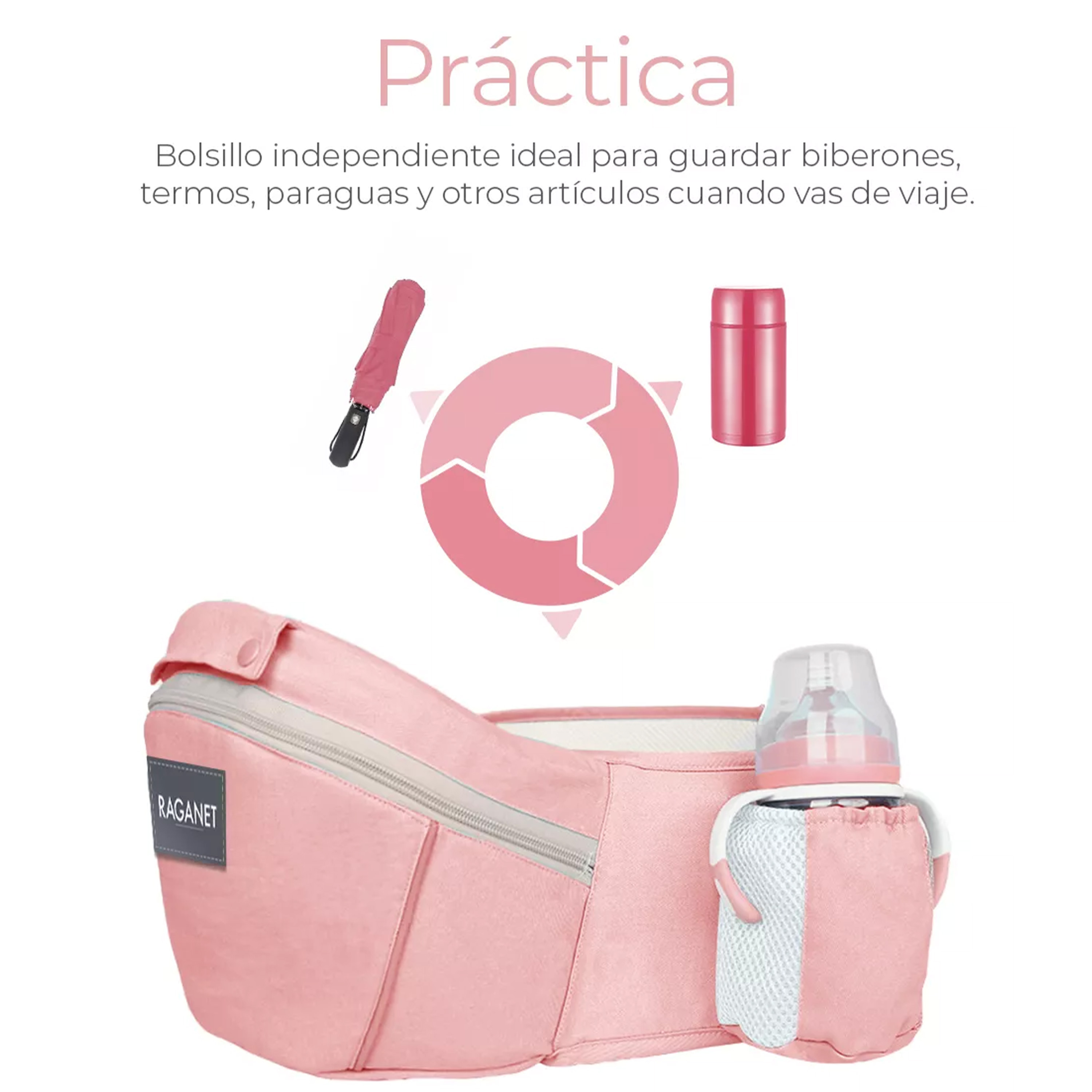 Foto 7 pulgar | Canguro Multifuncional Ecobaby Original con Asiento Rosa