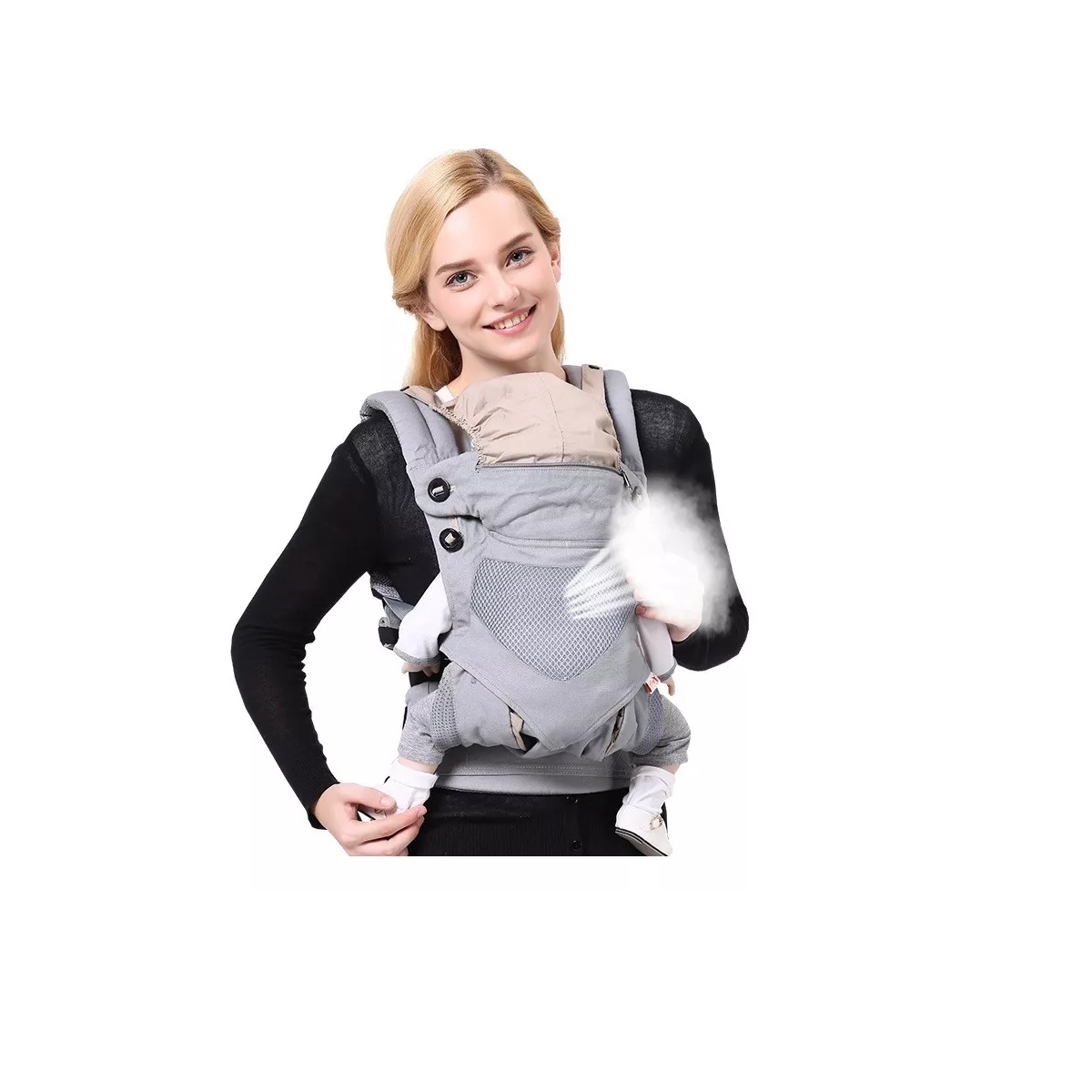 Foto 3 pulgar | Mochila Cangurera Para Bebé Ergonómica Asiento De 3-48 Meses Eo Safe Imports Esi-18209-1 Gris
