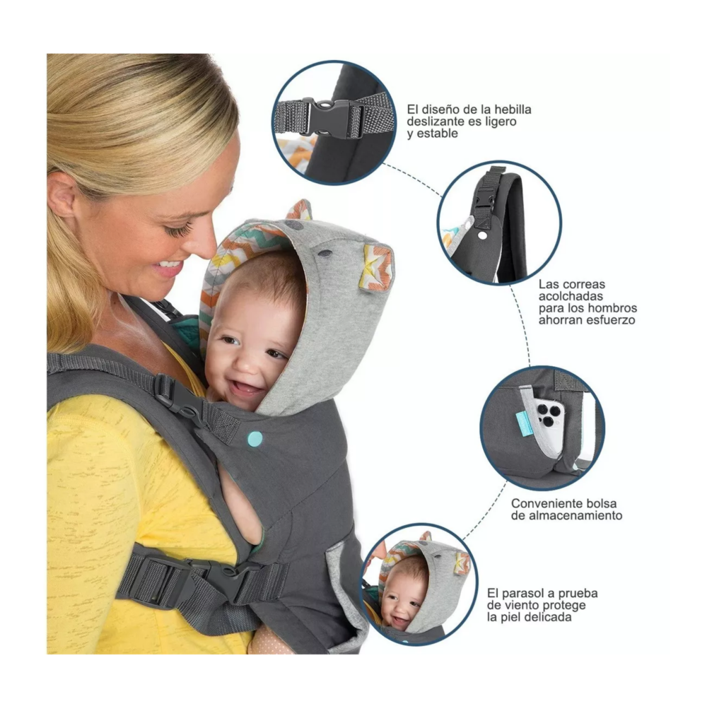 Foto 3 pulgar | Canguros Bebés Mochila Ergonómica Porta Bebe 0-36 Meses Belug Gris