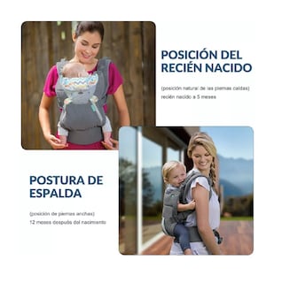 Foto 3 | Canguros Bebés Mochila Ergonómica Porta Bebe 0-36 Meses Belug Gris