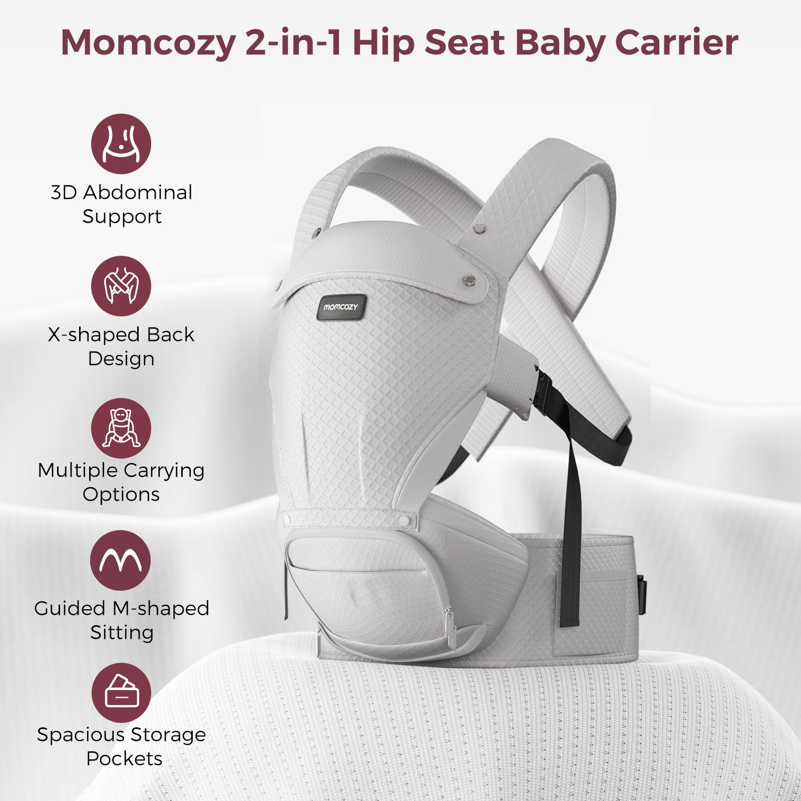 Foto 2 | Portabebés Momcozy 2 En 1 20 Kg Airmesh Grey - Venta Internacional