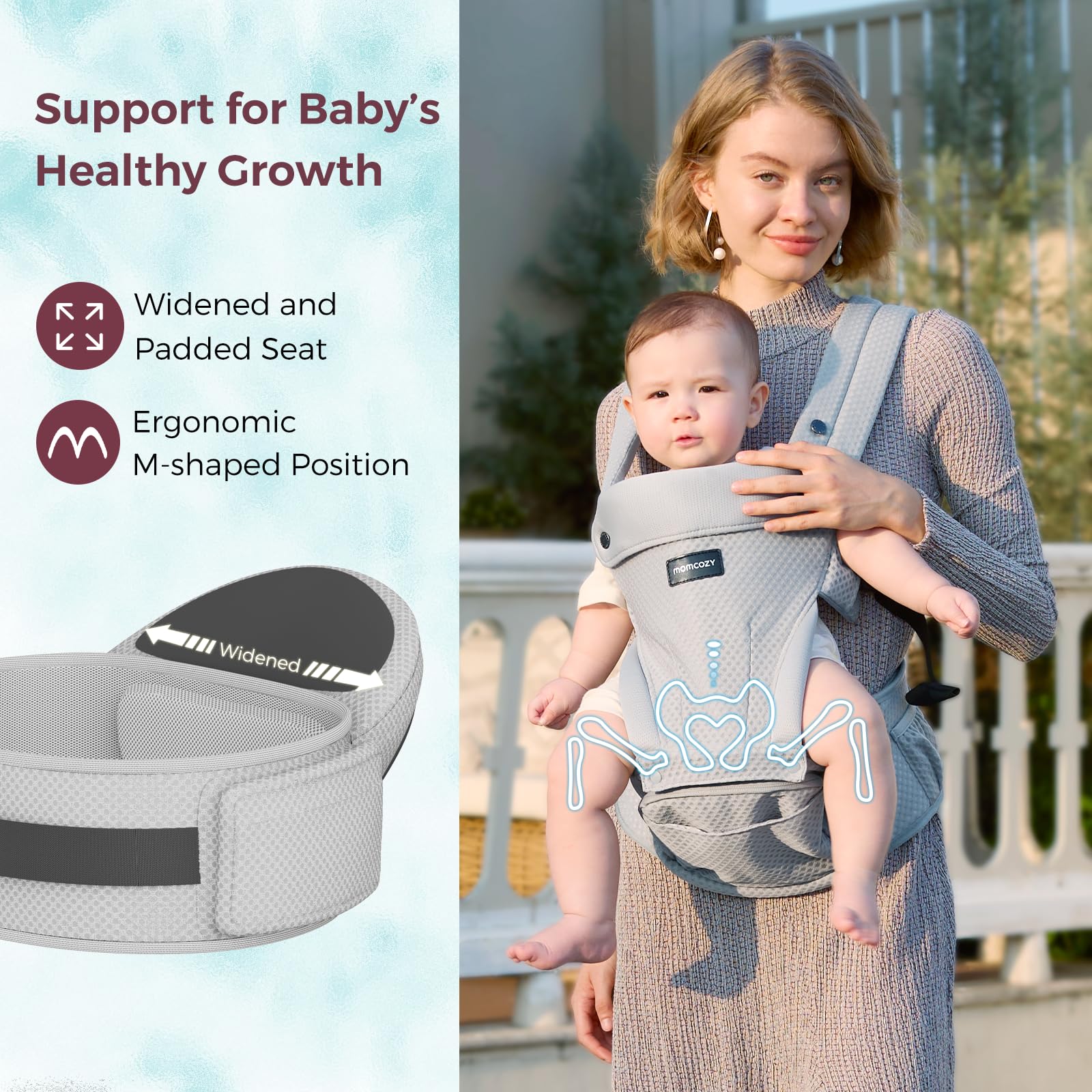 Foto 8 pulgar | Portabebés Momcozy 2 En 1 20 Kg Airmesh Grey - Venta Internacional