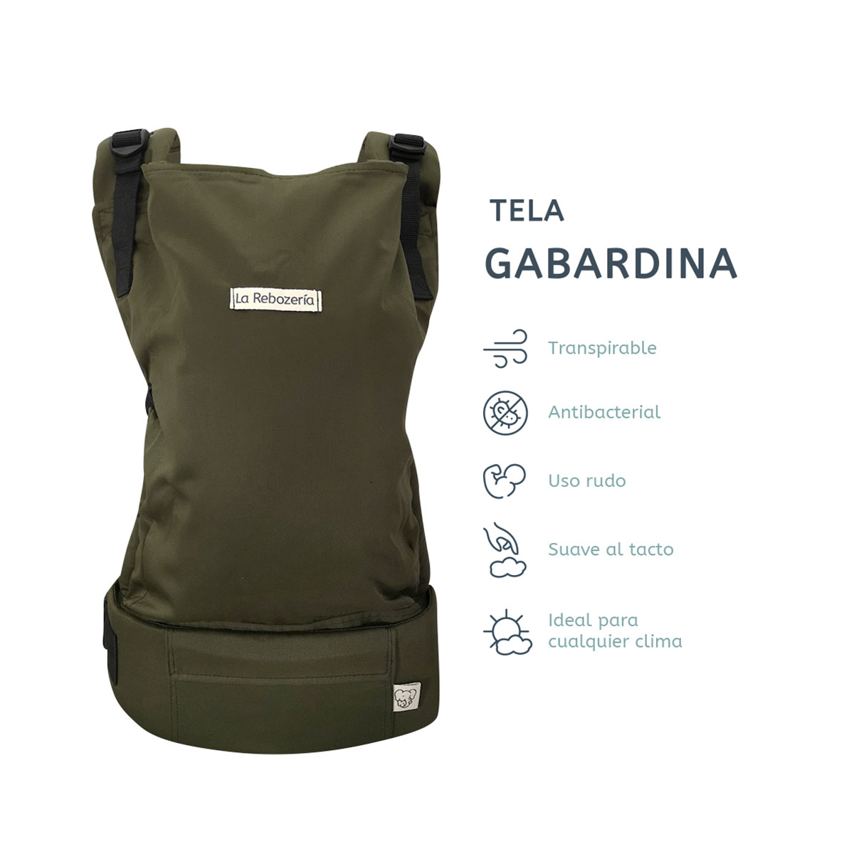 Foto 6 pulgar | Portabebé Ergonómico Gabardina Lisa La Rebozería Nukú