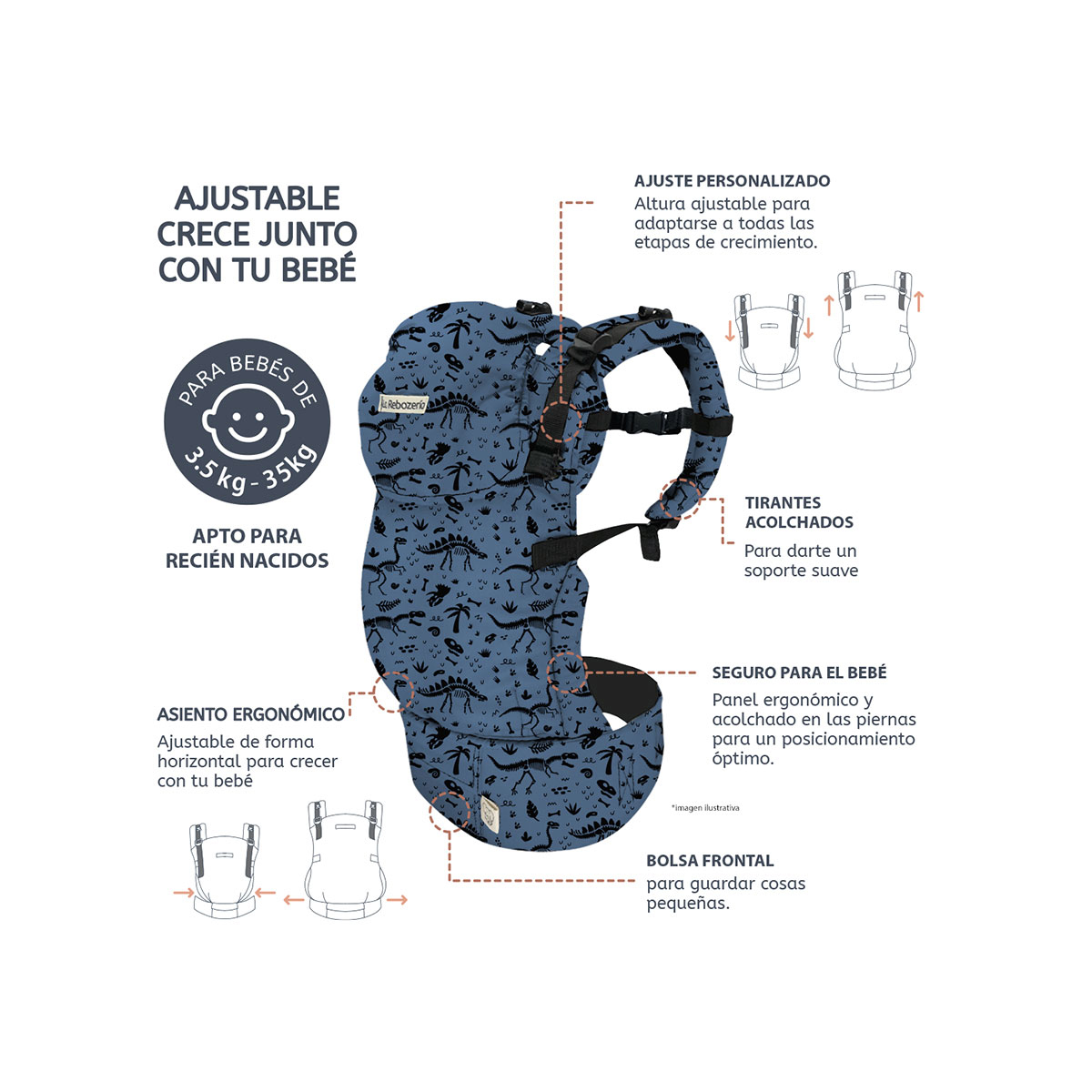 Foto 7 pulgar | Portabebé Ergonómico Nukú Gabardina La Rebozería Bebé
