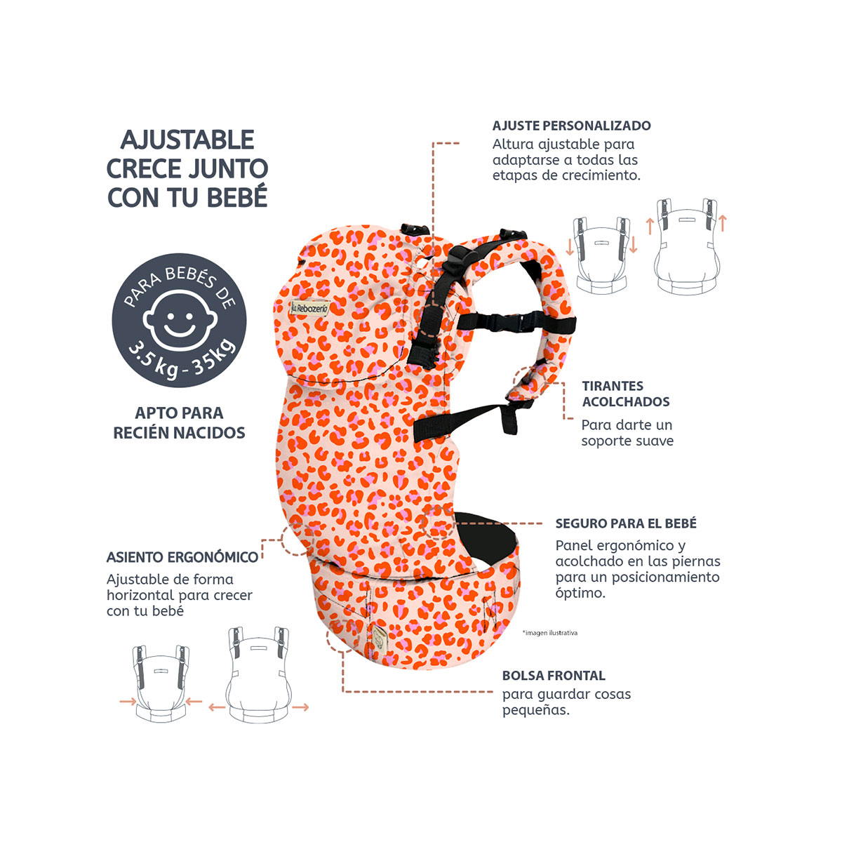 Foto 7 pulgar | Portabebé Ergonómico La Rebozería Nukú Dryfit Bebé
