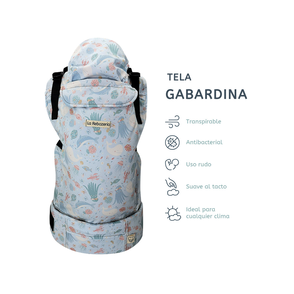 Foto 5 pulgar | Portabebé Ergonómico Nukú Gabardina La Rebozería Bebé