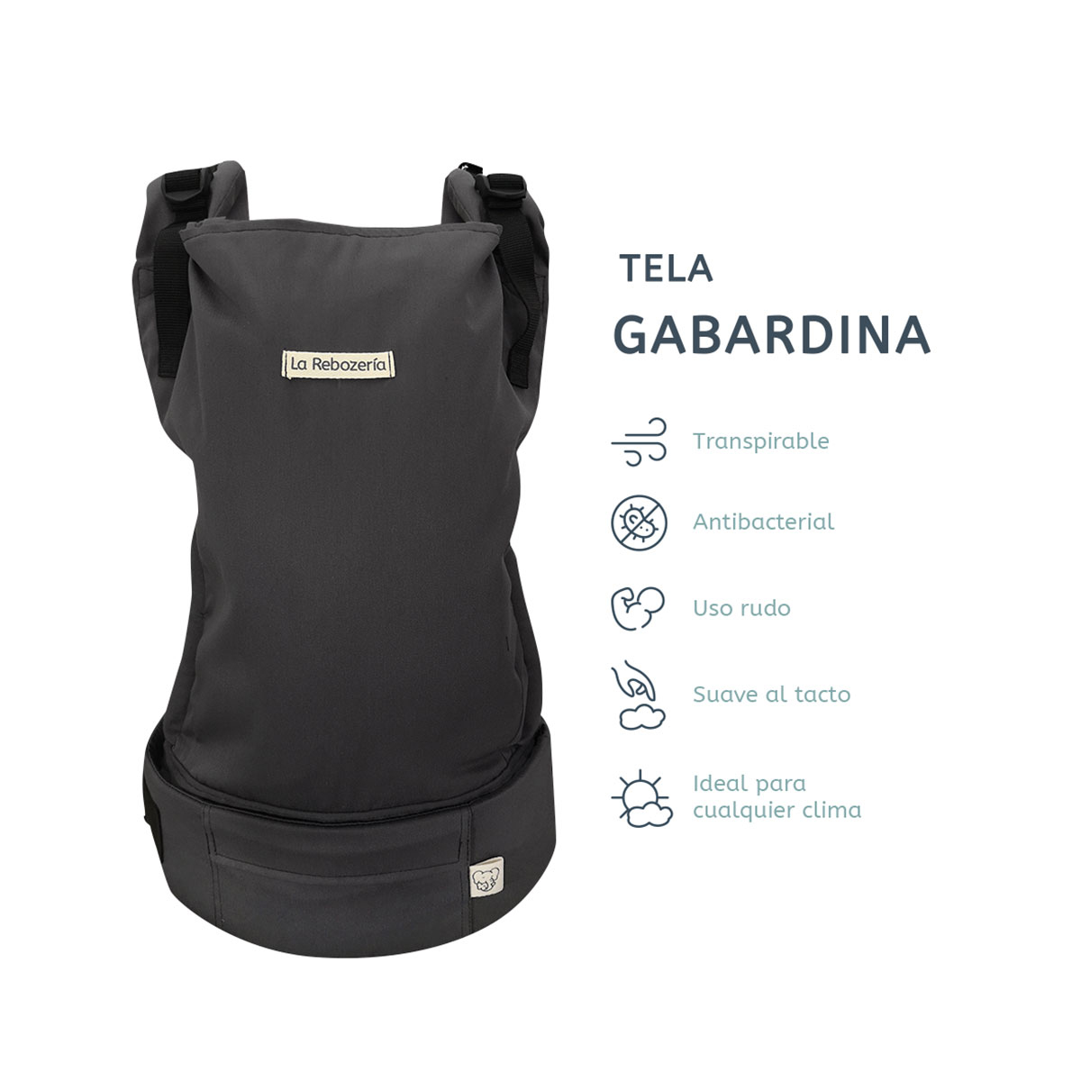 Foto 6 pulgar | Portabebé Ergonómico Gabardina Lisa La Rebozería Nukú