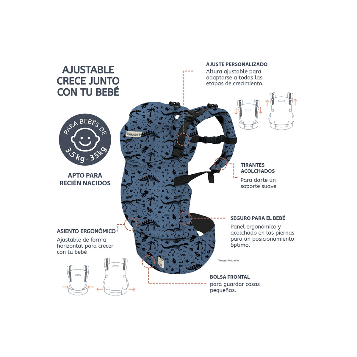 Foto 7 pulgar | Portabebé Ergonómico La Rebozería Nukú Dryfit Bebé