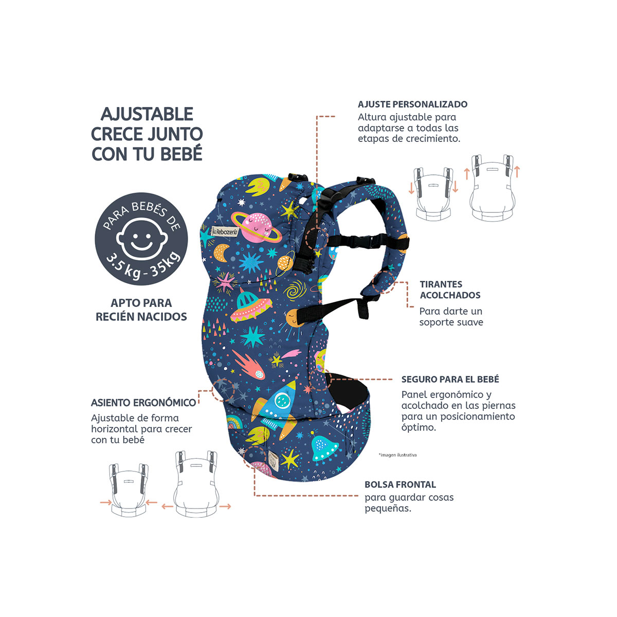 Foto 7 pulgar | Portabebé Ergonómico La Rebozería Nukú Dryfit Bebé
