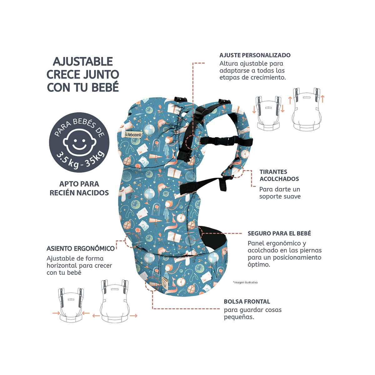 Foto 7 pulgar | Portabebé Ergonómico La Rebozería Nukú Dryfit Bebé