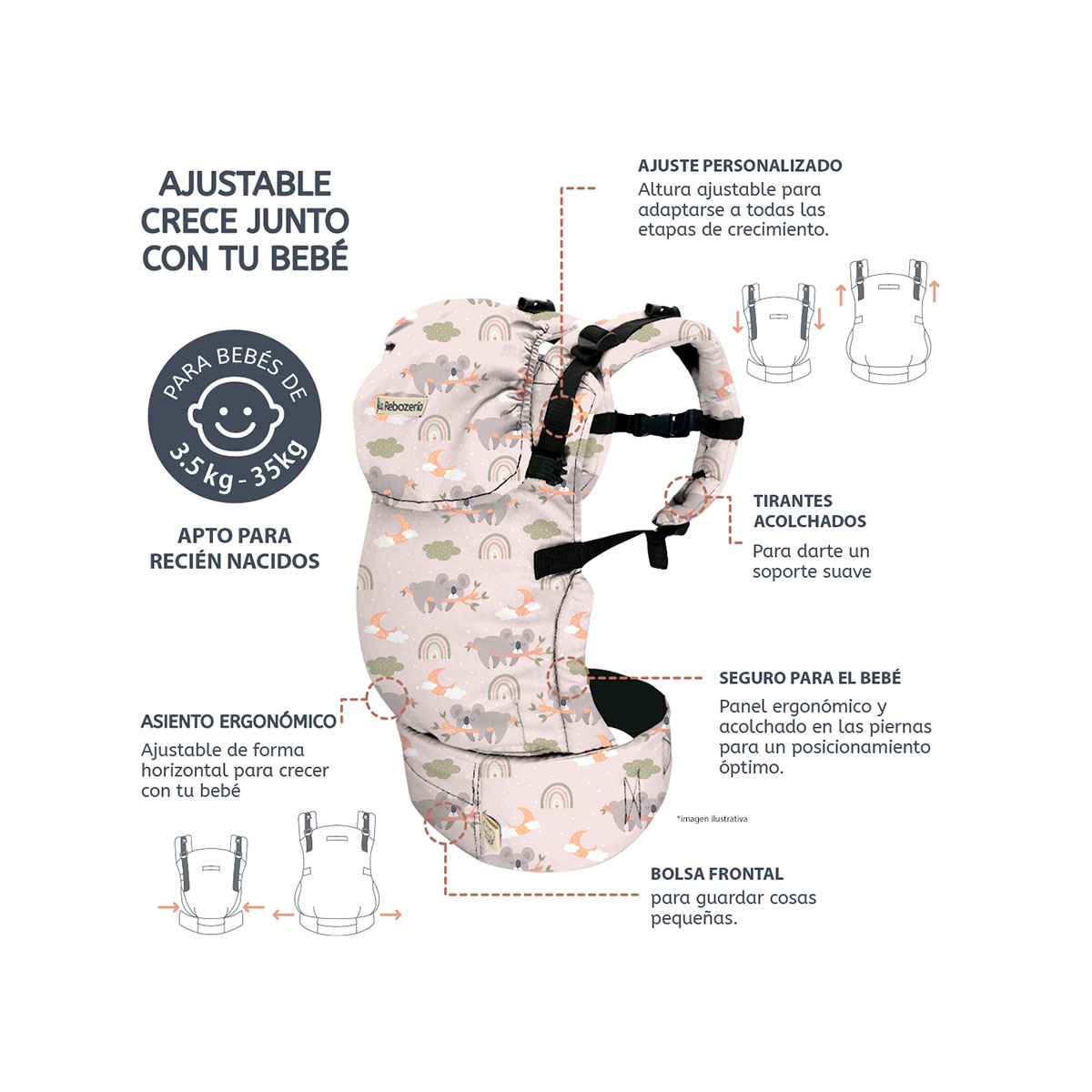 Foto 7 pulgar | Portabebé Ergonómico La Rebozería Nukú Dryfit Bebé