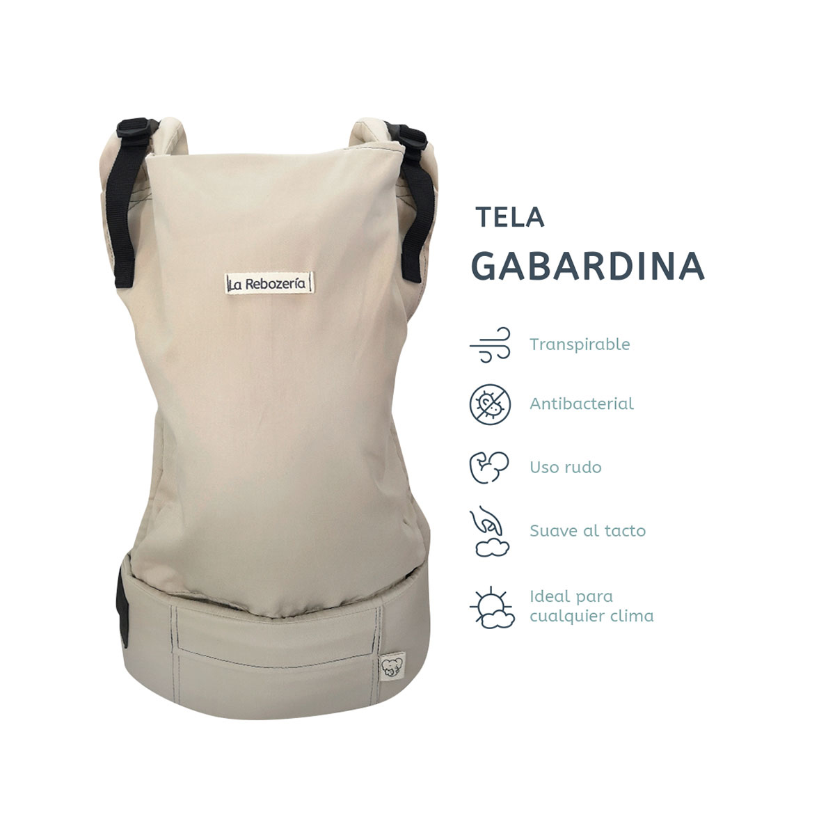 Foto 6 pulgar | Portabebé Ergonómico Gabardina Lisa La Rebozería Nukú