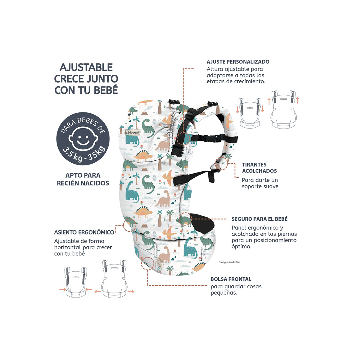 Foto 7 pulgar | Portabebé Ergonómico La Rebozería Nukú Dryfit Bebé
