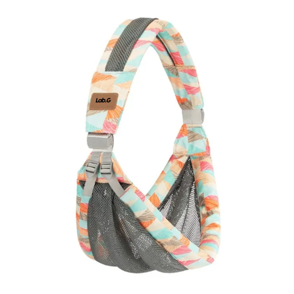 Portabebés Ajustable Con Un Solo Hombro, Transportador Lab.g, Gris Colores En Las Orillas Blanco Verde Naranja