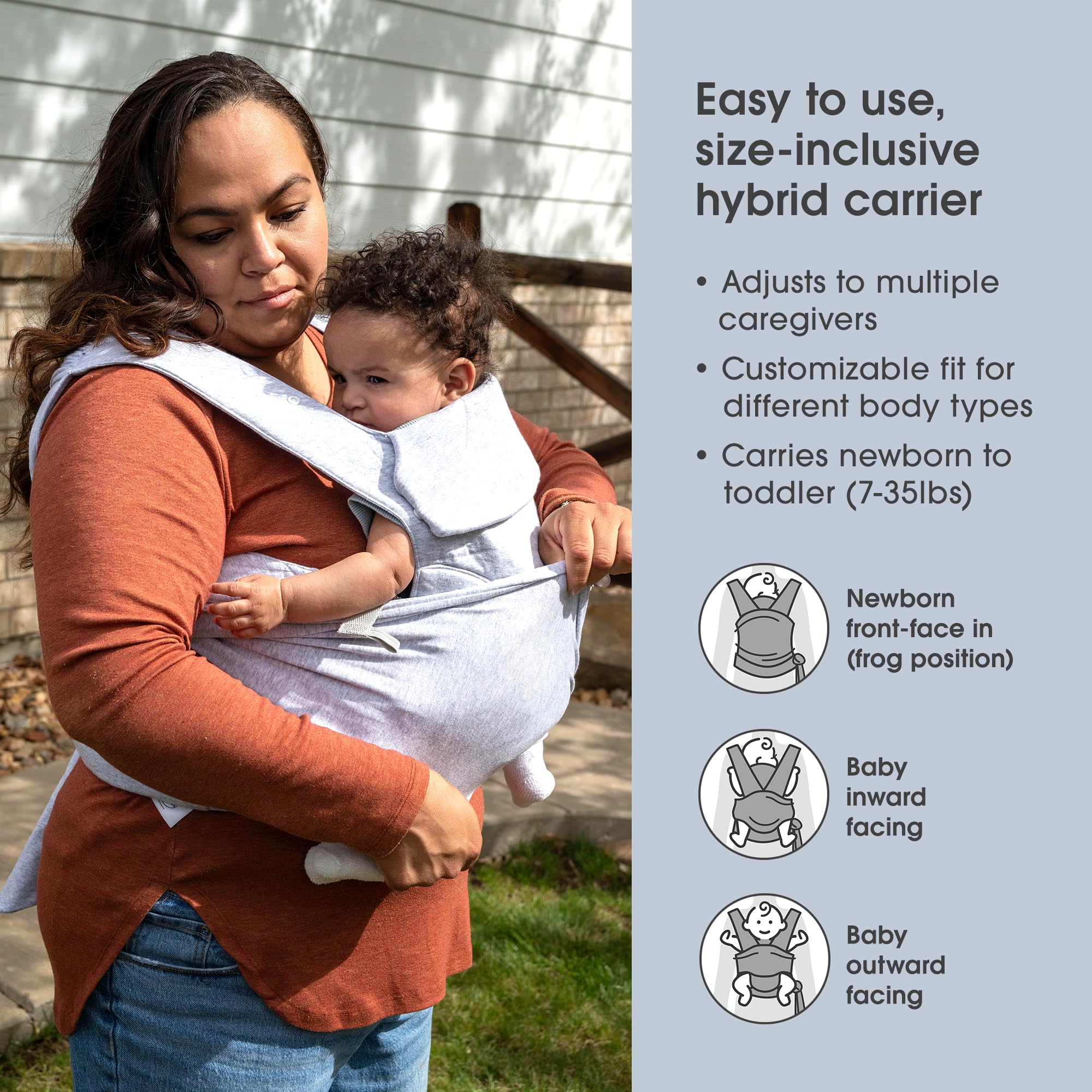 Foto 3 | Portabebés Boppy Comfygrow Gris Tórtola, 3 Posiciones De Transporte - Venta Internacional.