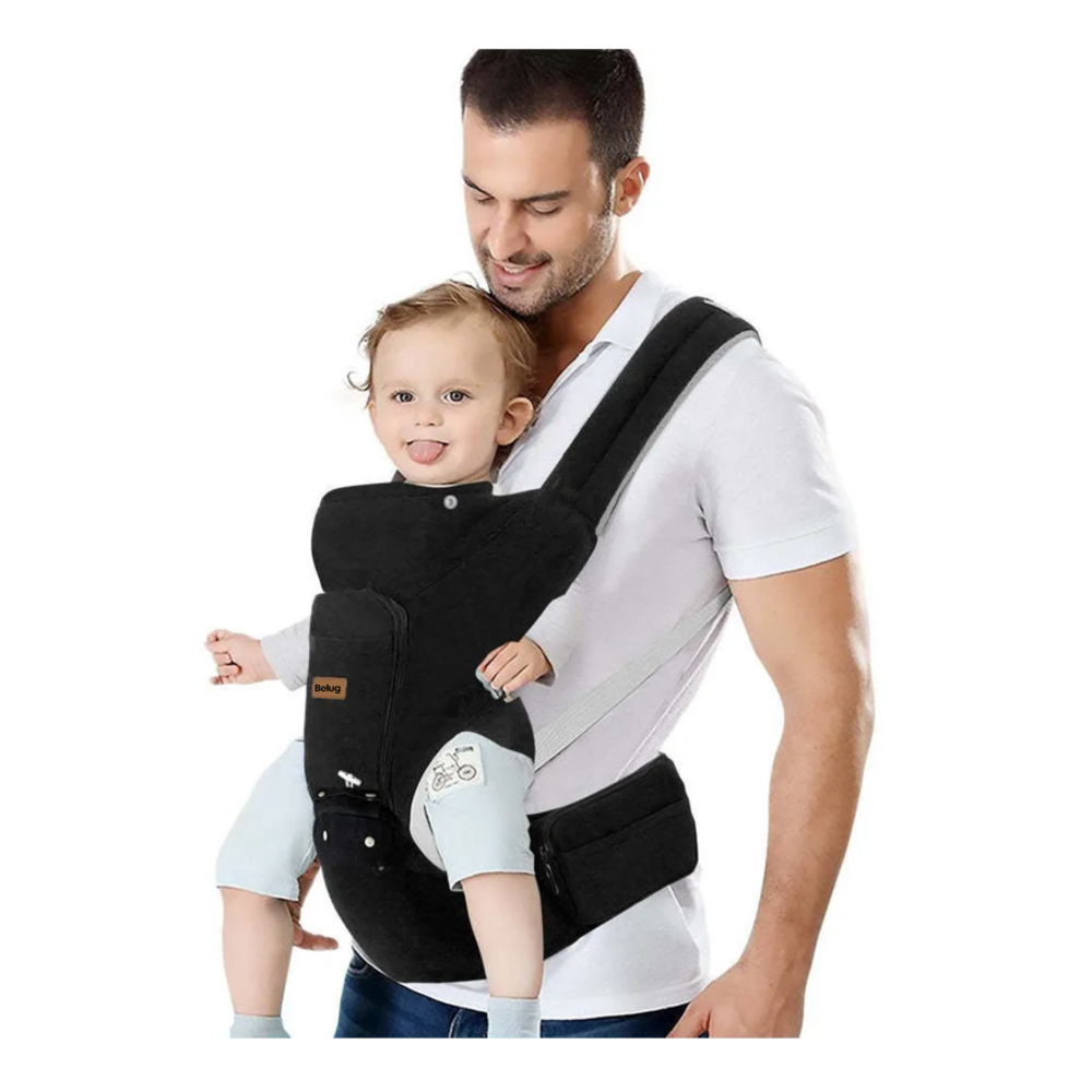 Foto 3 pulgar | Canguro Para Bebé, Cangurera Portabebé Tipo Fular Niños De 0 A 36 Meses Belug,  Negro Gris