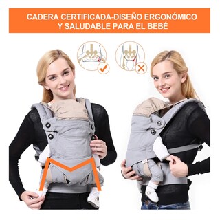 Foto 2 | Cangurera Bebe Mochila Portabebés Canguros Ergonómica Belug, Gris